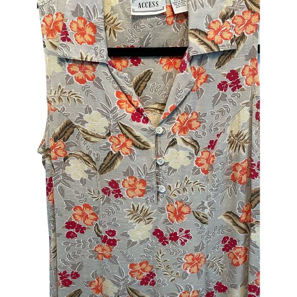 Access Linen Blend Floral Sleeveless Collared Maxi Dress size 8 - Picture 4 of 7